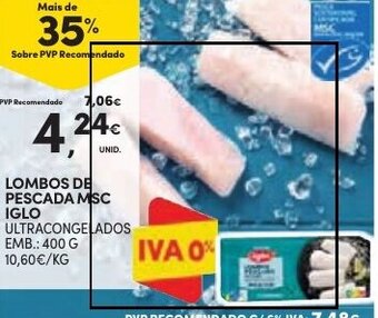 Continente LOMBOS DE PESCADA MSC IGLO ULTRACONGELADOS EMB.: 400 G promoção