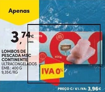 Continente LOMBOS DE PESCADA MSC CONTINENTE ULTRACONGELADOS EMB.: 400 G promoção
