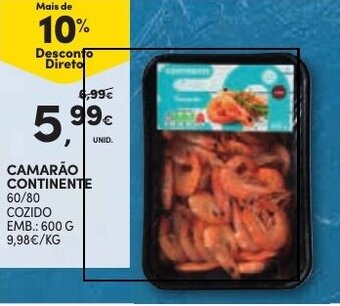 CAMARÃO CONTINENTE 60/80 COZIDO EMB.: 600 G