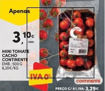 Continente MINI TOMATE CACHO CONTINENTE EMB.: 500 G promoção