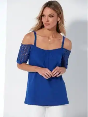 Venca Blusa ombros a descoberto mangas de renda promoção