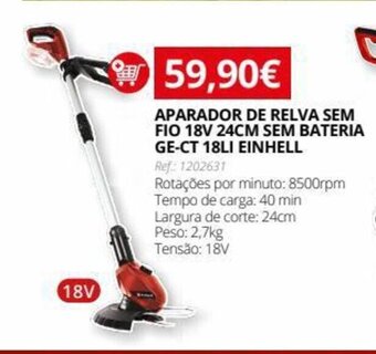 APARADOR DE RELVA SEM FIO 18V 24CM SEM BATERIA GE-CT 18LI EINHELL