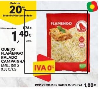 QUEIJO FLAMENGO RALADO CAMPAINHA EMB.: 150 G