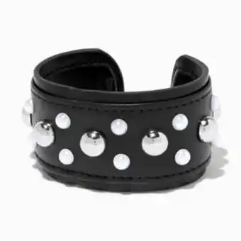 Pearl studded leather cuff bracelet