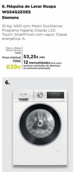 El Corte Inglés Máquina lavar roupa siemens promoção