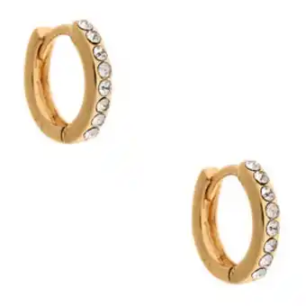 Gold 10mm embellished huggie hoop earrings