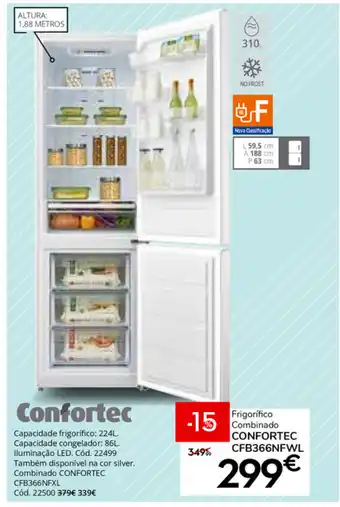 Conforama Frigorífico Combinado Confortec CFB366NFWL promoção
