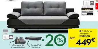 Conforama Sofá Cama 3 Lungue DURBAN promoção