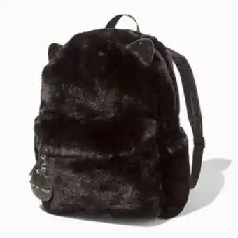 Claire's Black cat furry backpack promoção