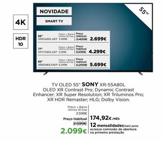 El Corte Inglés Tv 55'' led sony promoção