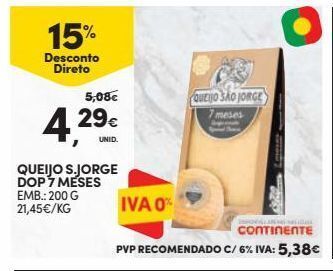 Continente Bom dia Queijos são jorge promoção
