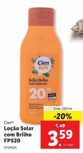 Lidl Protetor solar cien promoção