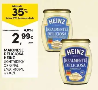 Continente MAIONESE DELICIOSA HEINZ LIGHT VIDRO/ ORIGINAL EMB.: 480 ML promoção