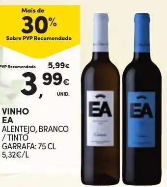 Continente VINHO EA ALENTEJO, BRANCO /TINTO GARRAFA: 75 CL promoção