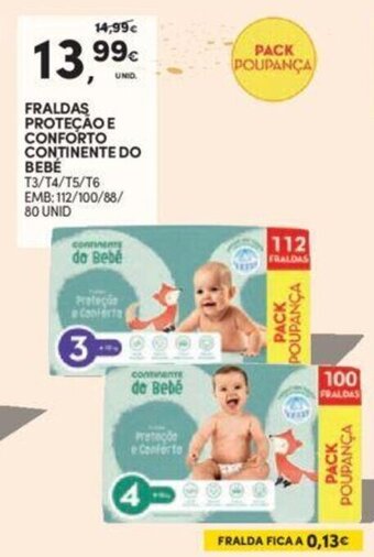 FRALDAS PROTEÇÃO E CONFORTO CONTINENTE DO BEBE