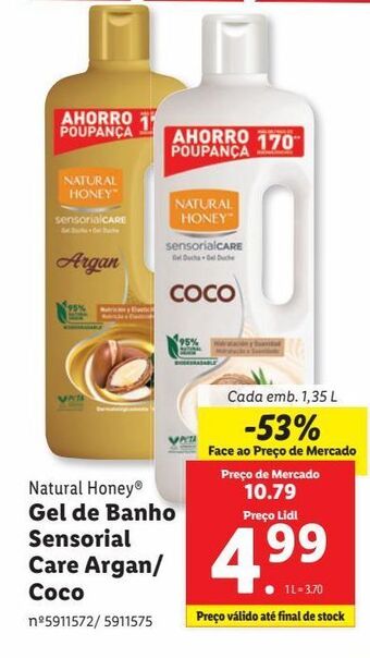 Lidl Gel de banho natural honey promoção