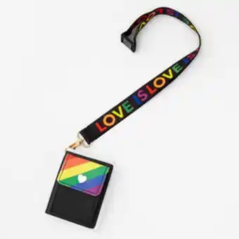 Love is love rainbow striped wallet with lanyard