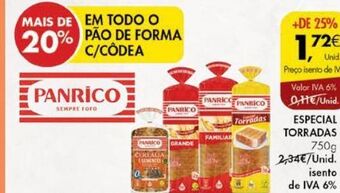 Pingo Doce Pão de forma panrico promoção