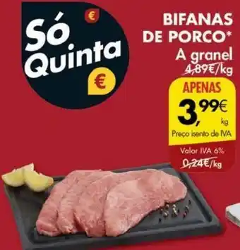 Pingo Doce Bifanas de porco promoção