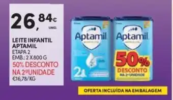 Continente LEITE INFANTIL APTAMIL ETAPA 2 EMB.: 2X800 G 50% DESCONTO promoção
