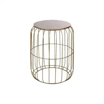 Hôma Mesa de apoio flyo dourada em metal e madeira 50cm promoção