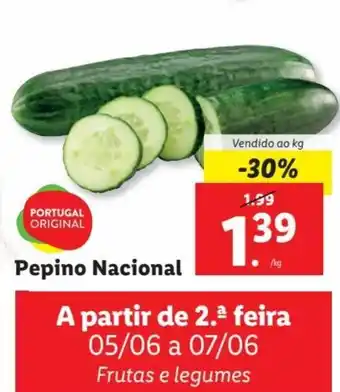 Lidl Pepino Nacional promoção