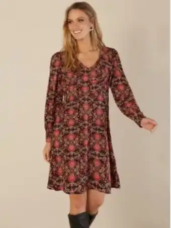 Venca Vestido estampado de manga comprida promoção