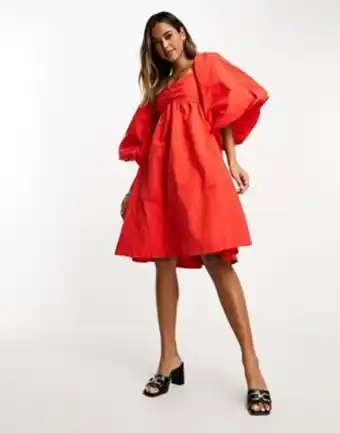 Asos Inwear frasco volume sleeve structured mini dress in red promoção