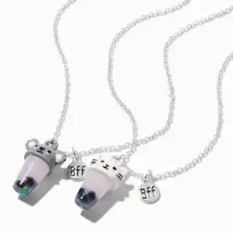 Best friends kitty & koala bubble tea shaker pendant necklaces - 2 pack