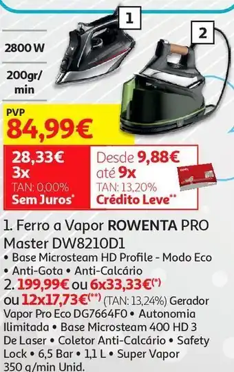Auchan Ferro a vapor rowenta promoção