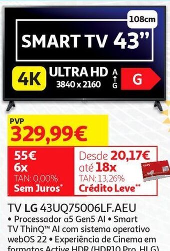 Auchan Tv 43'' led lg promoção