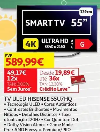 Auchan Tv 55'' led hisense promoção