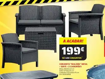 Bricomarché CONJUNTO "MALINDI" MESA + SOFÁ + 2 CADEIRÕES promoção