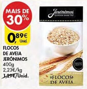 Pingo Doce FLOCOS DE AVEIA JERÓNIMOS 400g promoção