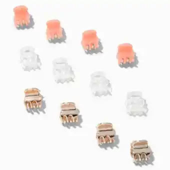 Claire's Pink, rose gold, & clear mini hair claws - 12 pack promoção