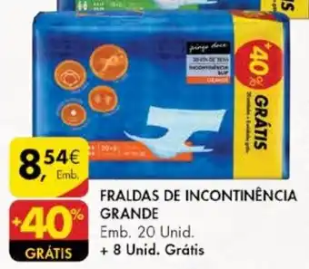 Pingo Doce Fraldas de Incontinência Grande 20 Unid promoção