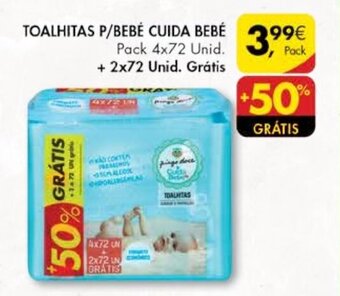 Pingo Doce Toalhitas P/Babé Cuida Bebé 4x72 Unid promoção