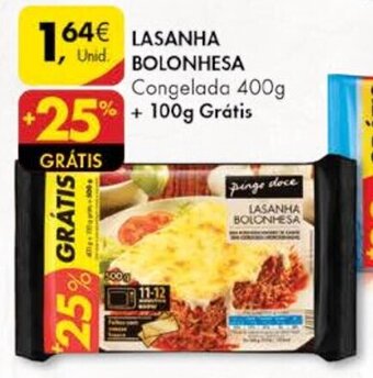 Pingo Doce Lasanha Bolonhesa 400g Grátis promoção