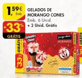 Pingo Doce Gelados de Morango Cones 6 Unid Grátis promoção