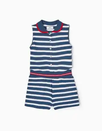 Zippy Macacão de algodão às riscas para menina, azul escuro/branco promoção