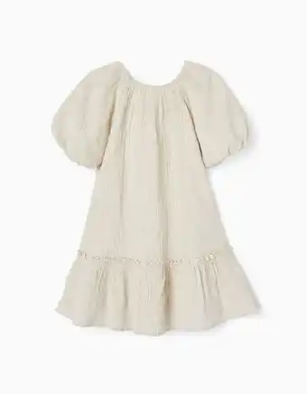 Zippy Vestido de algodão e linho para menina, bege promoção