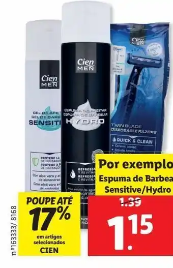 Lidl Espuma de barbear cien promoção