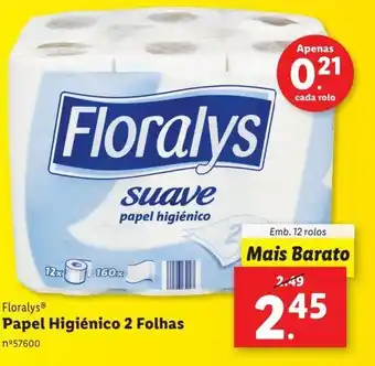 Lidl Papel higiênico floralys promoção