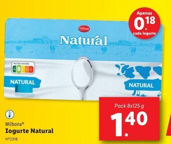 Lidl Iogurte natural milbona promoção