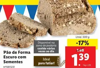 Lidl Pão de forma integral promoção