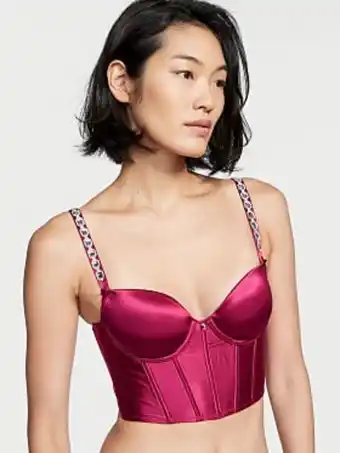 Bejeweled strap satin corset top