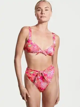 Victorias Secret Tie-front bralette bikini top promoção