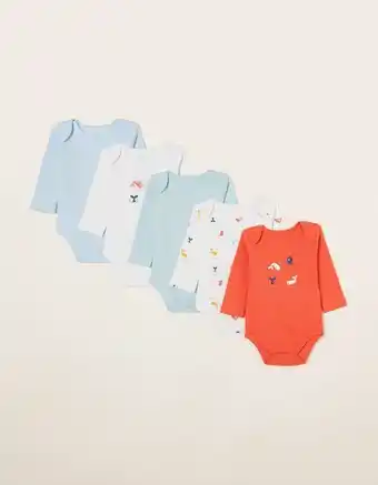 MO 5 bodies de manga comprida em algodão para bebé 'fish', multicolor promoção