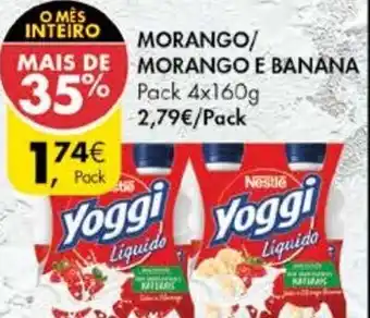 Pingo Doce Yoggi Iogurte Líquido Morango/Morango e Banana 4x160g promoção