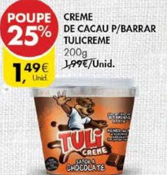 Pingo Doce Creme de Cacau P/Barrar Tulicreme 200g promoção